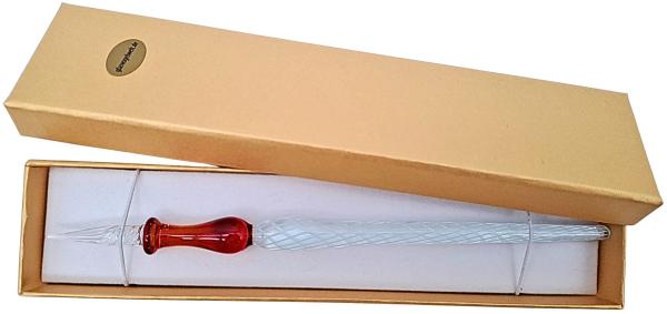 Tintenschreiber (Griff:braun/Schaft: transp.-weiße Streifen)